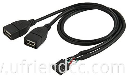 10Pin Motherboard Female Header to Dual USB 2.0 Adapter Cable